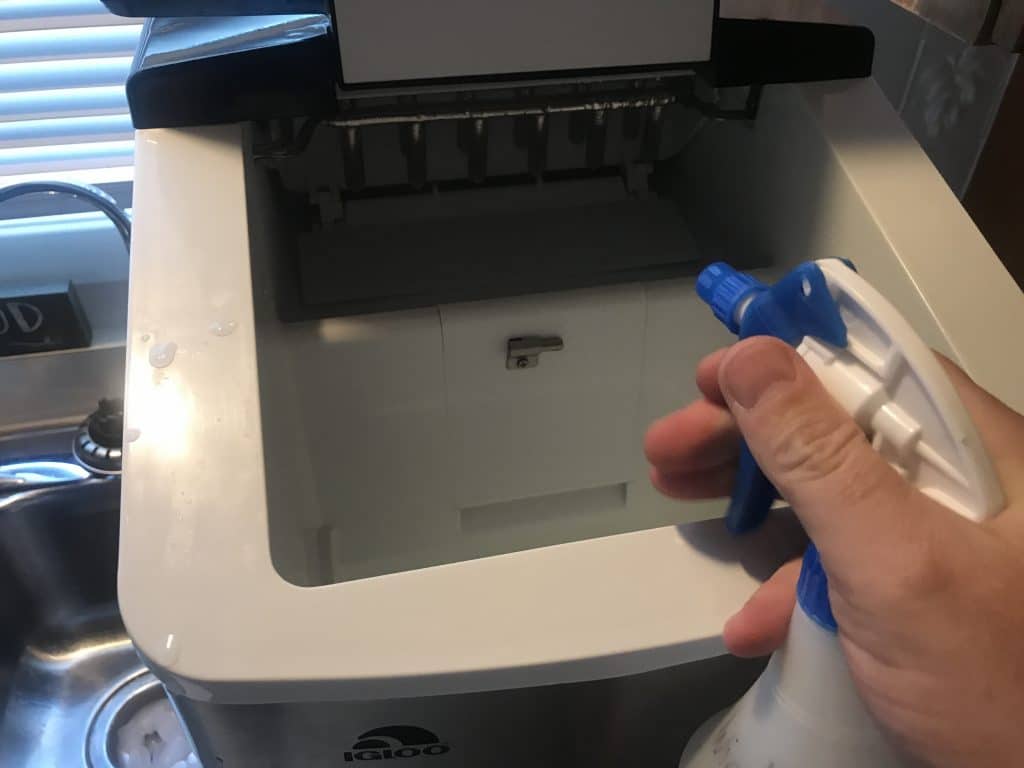 Spray with fresh water