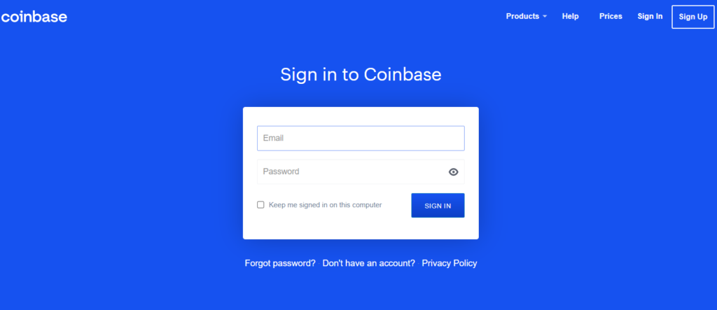 Coinbase log in