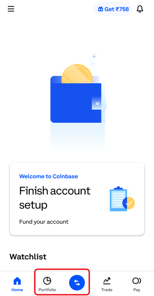 Coinbase mobile app