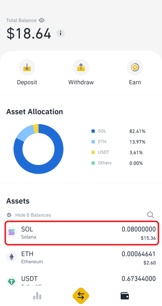 Withdraw Solana from Binance to Solflare wallet