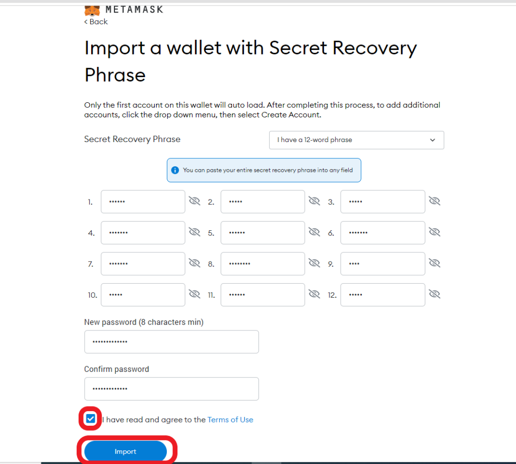 Import Coinbase wallet to MetaMask
