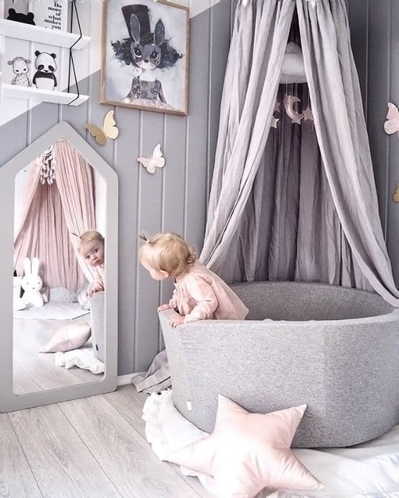 grey and pink baby room