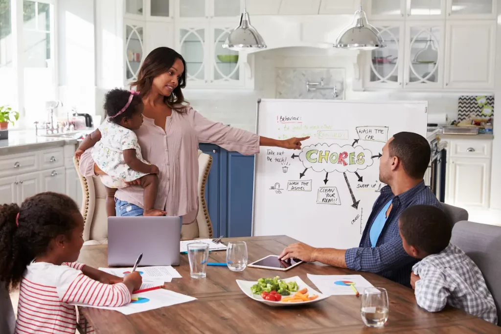 family obligations meeting in the kitchen