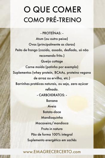 O que comer como pré-treino - Emagrecer Certo® | Receitas saudáveis - cardápio pré e pós-treino para emagrecer