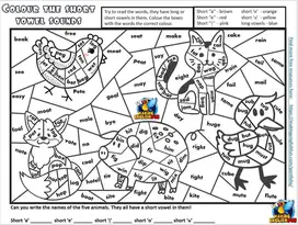 colour by short vowel big worksheet making english fun