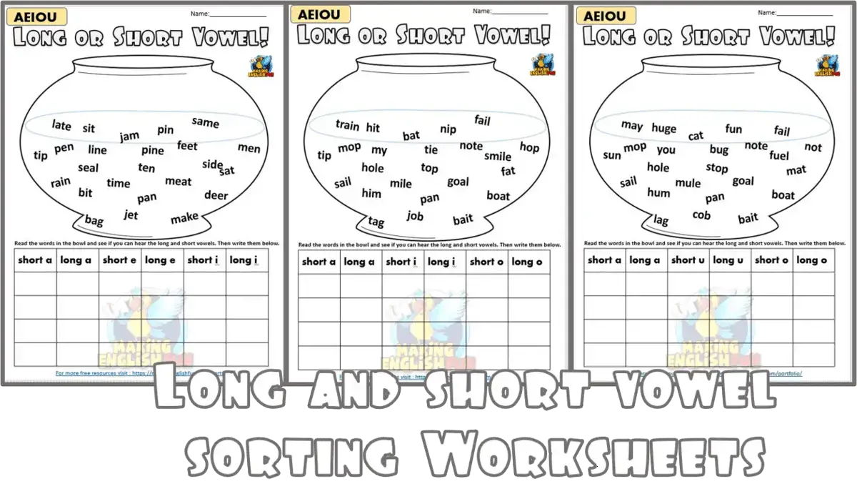sort the vowels long and short worksheetsmaking english fun
