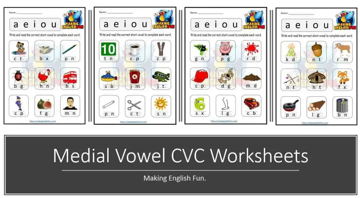 Free Medial Vowel CVC Phonics WorksheetsMaking English Fun