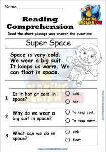 reading comprehension and writing worksheets kindergarten and primary grade making english fun