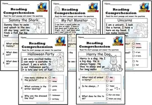 free kindergarten reading comprehension cards and colouring worksheetsmaking english fun