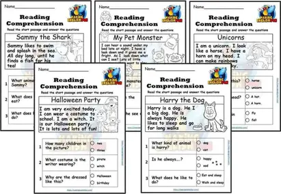 free kindergarten reading comprehension cards and colouring worksheets making english fun