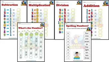 kindergarten math worksheets set 1making english fun