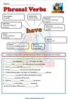 phrasal verb worksheets set two making english fun