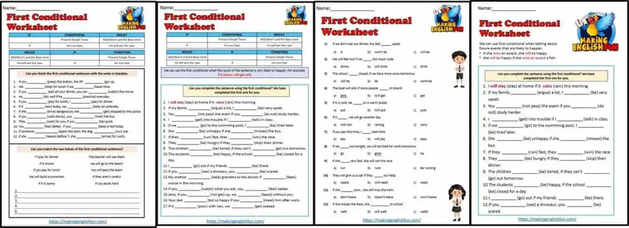 first conditional worksheets set onemaking english fun