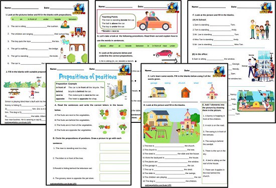 grade 3 prepositions of place worksheetsmaking english fun