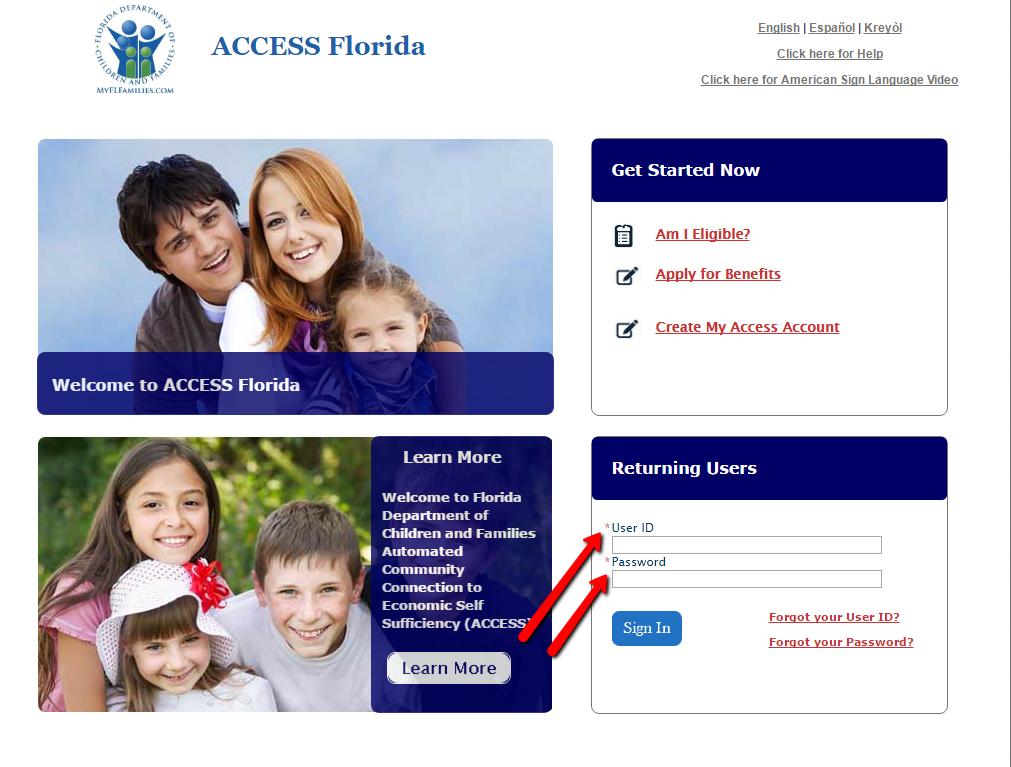 MyAccess Florida Help