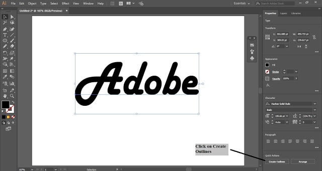 add border to text illustrator