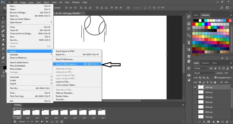 open Save for Web Legacy to save the GIF