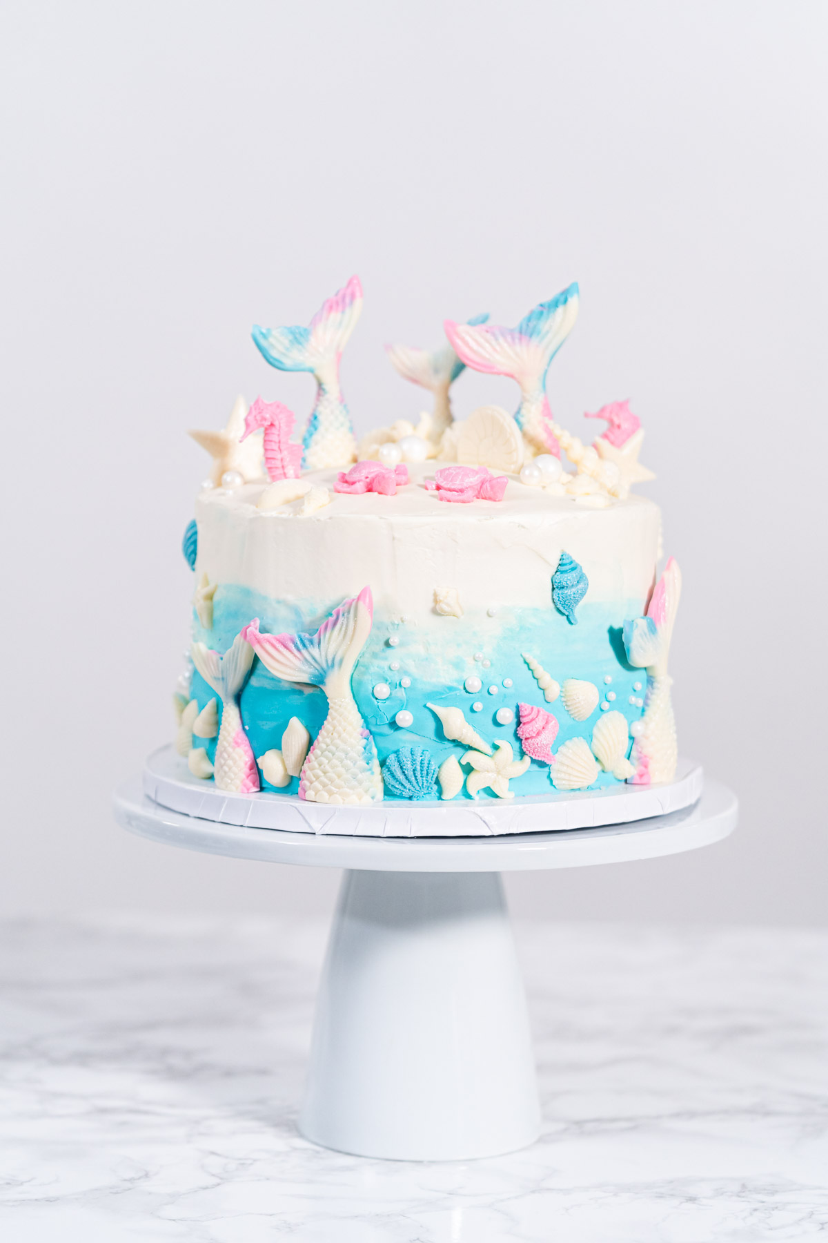 Mermaid cake! I am actually really happy with this one 💜 : r/Baking