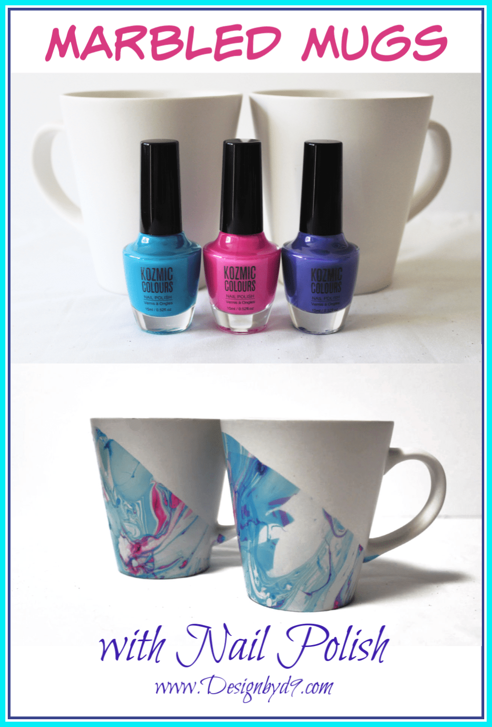 Nail polish marbling on black coffee mugs. | Diy mugs, Nail polish art  crafts, Nail polish crafts