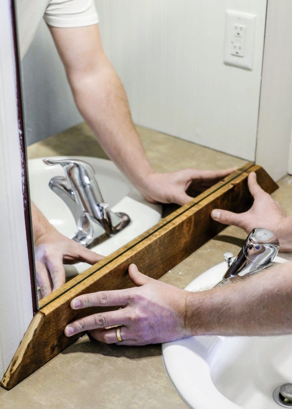 Diy Wood Frame To A Bathroom Mirror, How To Add Wood Frame Mirror