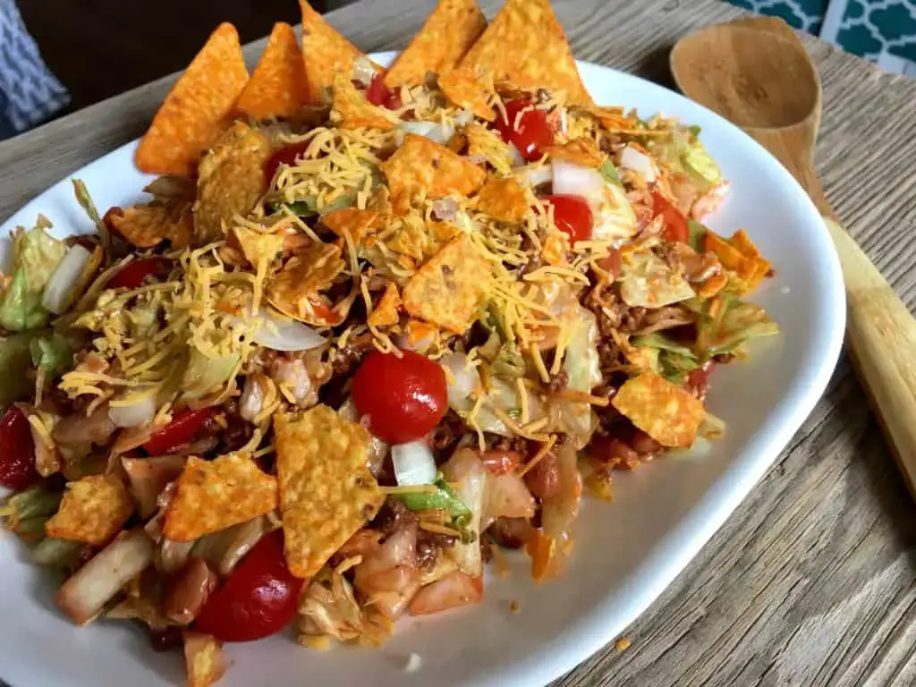 IMG_3372-1024x768 Taco salad with cheese and chips.