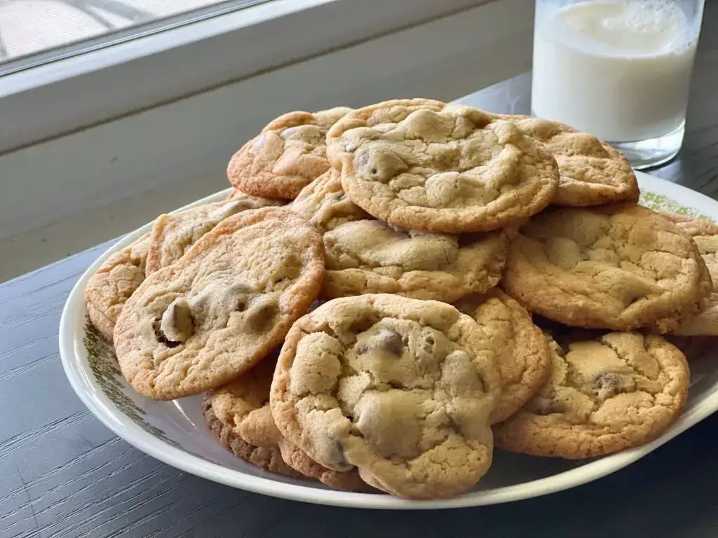 A plate of cookies on top of a table.