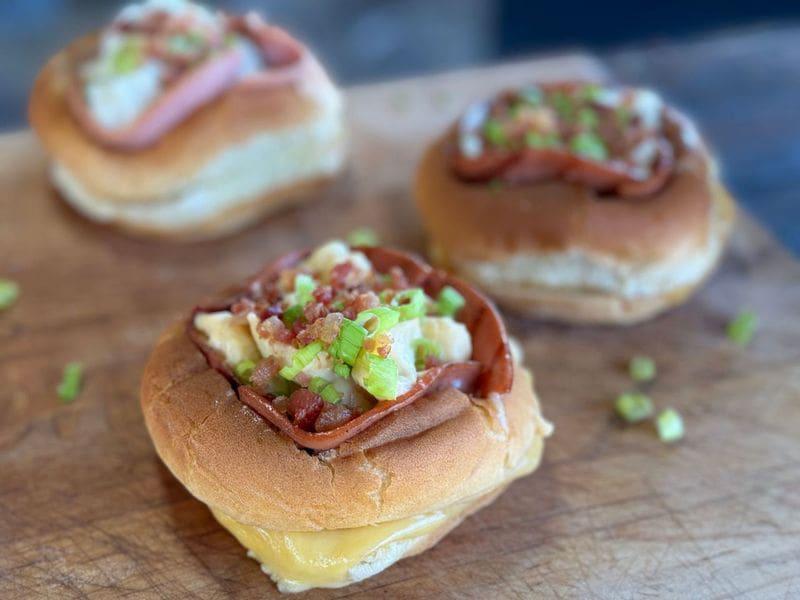 Bacon, cheese, and onion rolls.