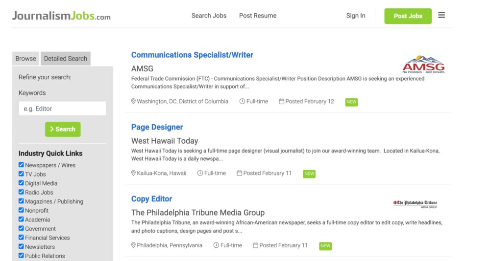 Freiberufliche Jobbörsen - journalistische Jobs