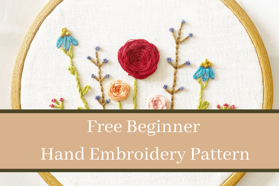 Whimsical Floral Embroidery Pattern with Instructions