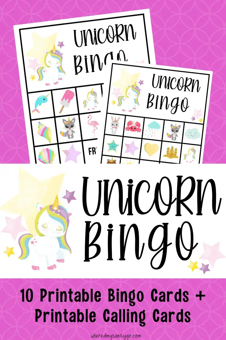 free unicorn bingo printable game for kids parties party bright