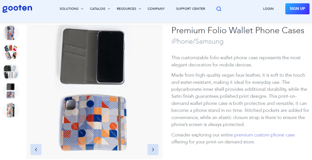 Premium folio wallet case on Gooten