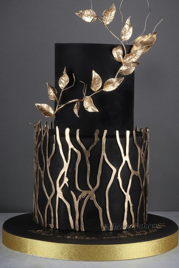 Black x Gold Cake | Birthday Cake Singapore – Honeypeachsg Bakery