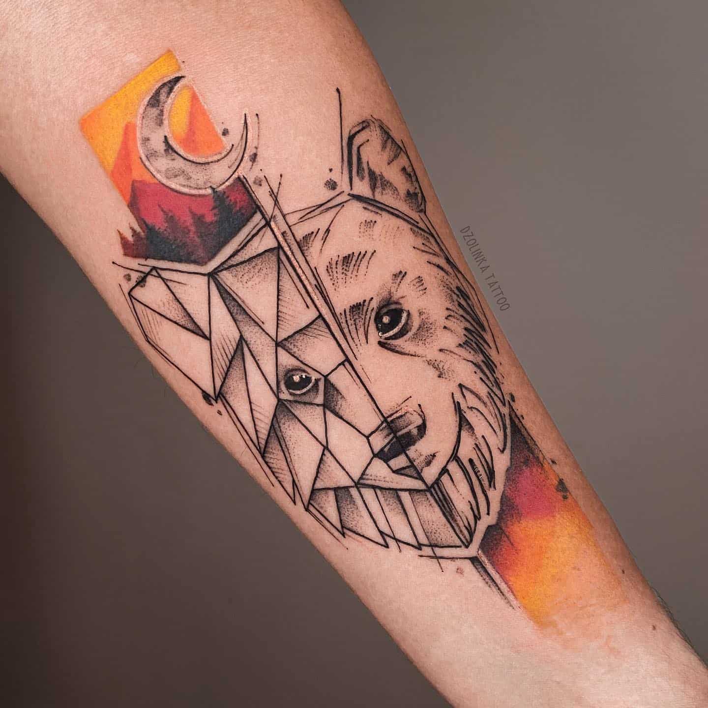 Forearm Dotwork Bear tattoo at theYoucom