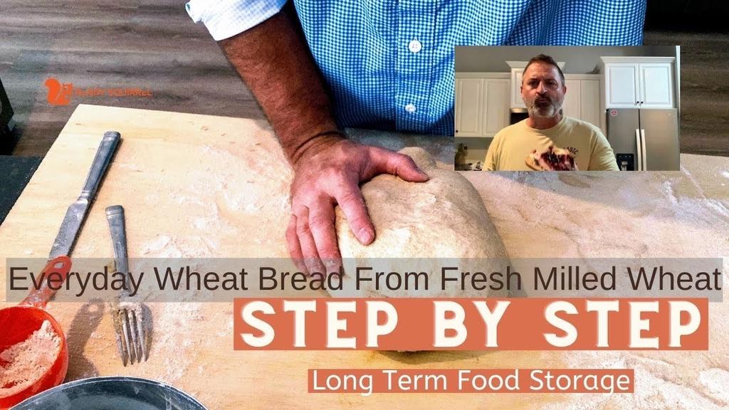 'Video thumbnail for Everyday Wheat Bread From Fresh Milled Wheat: Step By Step Demo'