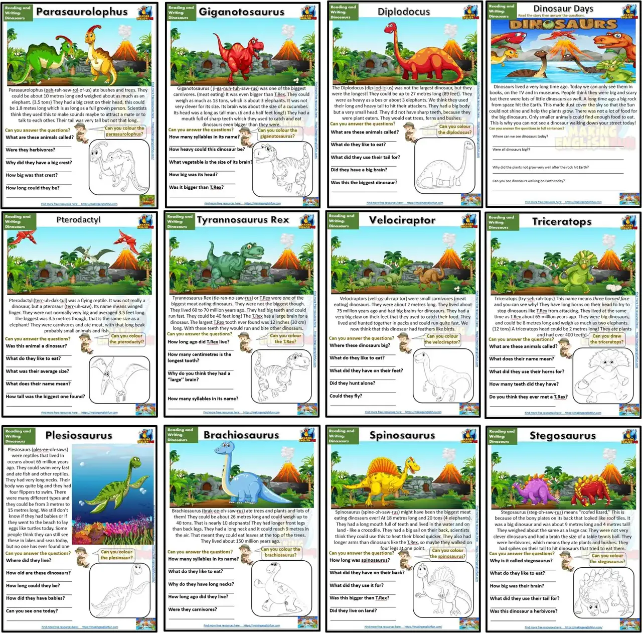 'Video thumbnail for Dinosaur Reading Passages'