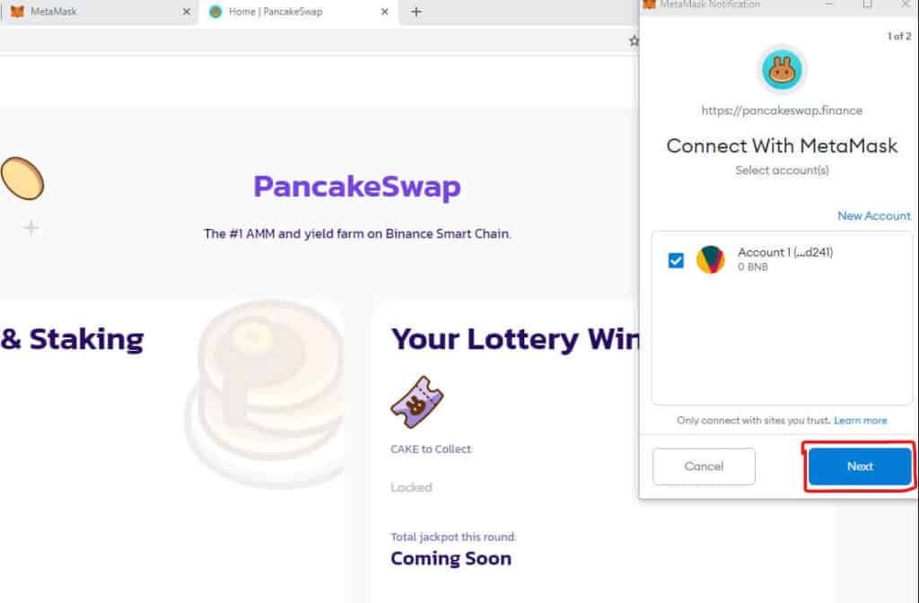 metamask connect to pancakeswap