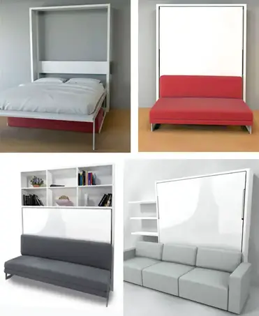 Murphy Wall Bed Couch Combo With A Sofa In Front Godownsize Com Murphy Wall Bed Couch Combo With A