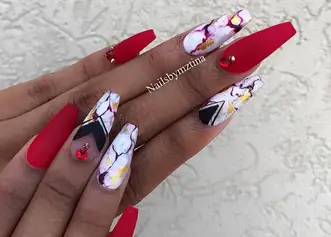 black and red stiletto nail designs