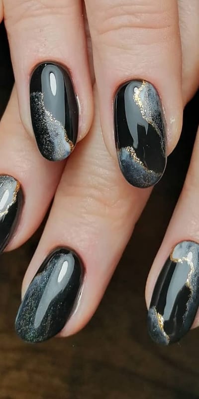 Marble | Black marble nails, Stilleto nails designs, Gel nails