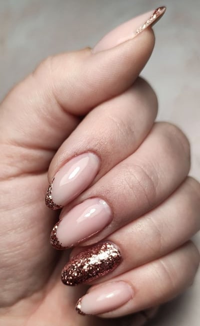 49+ Awesome French Tip Nails to Bring Another Dimension to Your Manicure -  The Cuddl | Rose gold nails acrylic, Gold acrylic nails, French tip acrylic  nails