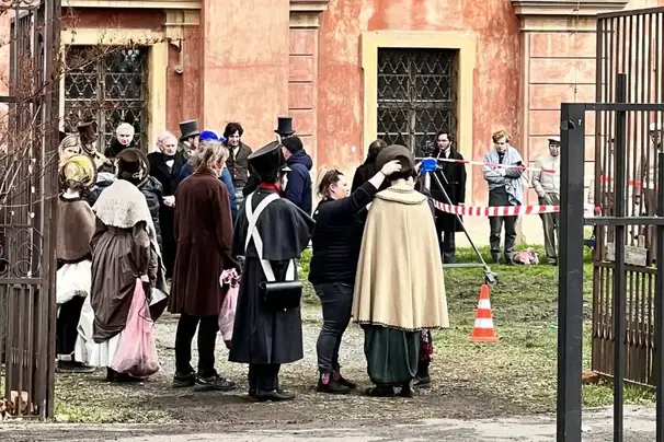 Nosferatu filming at Prague's Invalidovna complex (March 27, 2023). Photo: Prague Reporter