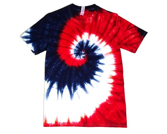 red white and blue tie dye sweatshirt