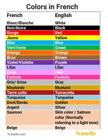 Colors in French Complete Guide with List Examples Grammar